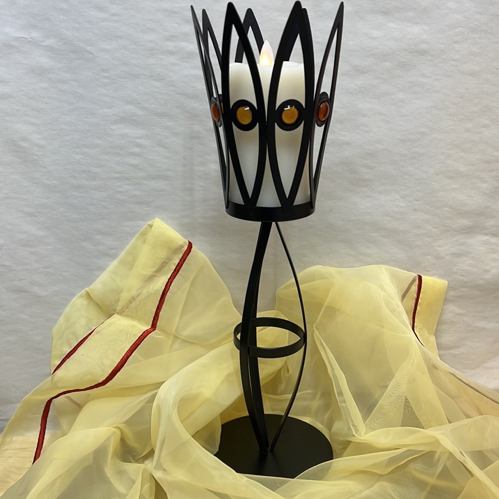 PARTYLIGHT TALL METAL STATEMENT PILLAR CANDLE HOLDER